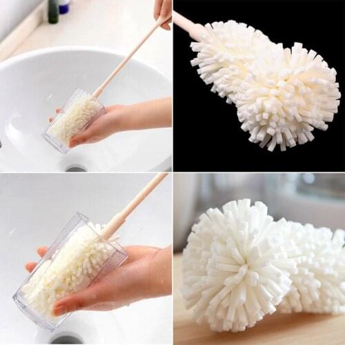 New Sponge Convenient Cleaner Long Handle Brush Glass Bottle Cups Easy To Clean Kitchen Wash Kitchen Cleaning