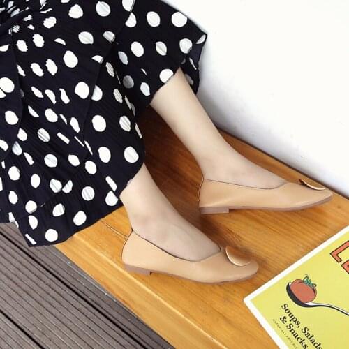 Plus Size 35-43 Women Flats Metal Slip on Flat Shoes Shallow Ladies Shoe Black Loafer Ballet Flat zapatos mujer Boat Shoe 7709G