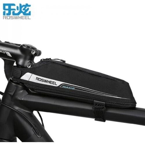 ROSWHEEL Black Bike Outdoor Bicycle Cycling Bag 0.4L Bicycle Top Tube Bag Bike Storage Pouch Front Bag Waterproof Road Bag