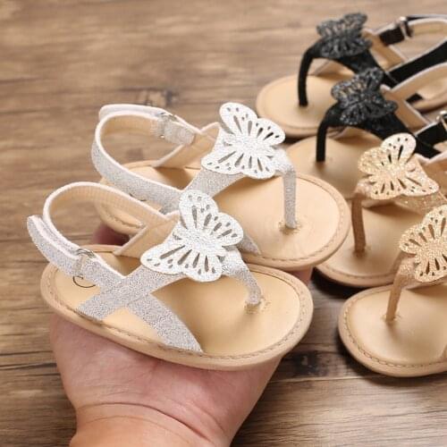 Focusnorm 0-18M Infant Baby Girls Boys Sandals Bling Bling Butterfly Sandals Shoes 3 Colors Fashion Summer Shoes