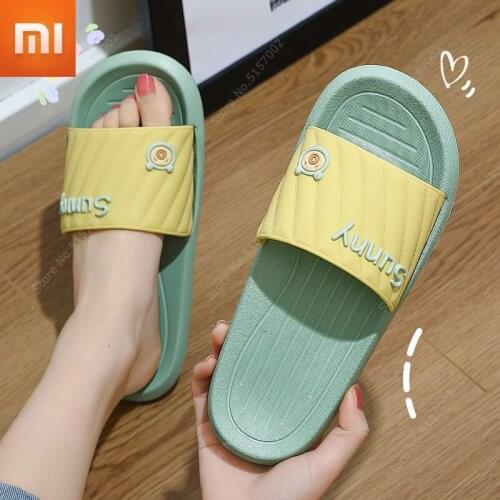 Xioami Summer Slippers Ladies Cartoon Color Matching Couple Sandals Bathroom Non-slip Deodorant Slippers for Men Women