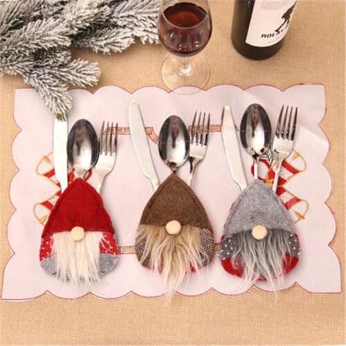 Tableware Holder Bag Christmas Hat Navidad 2021 Christmas Decorations Home Decoration Accessories Kitchen Tableware Hold Xams