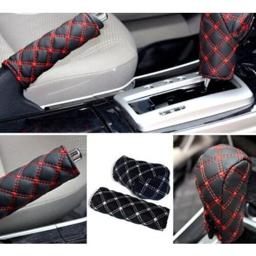 Universal PU Leather Crystal Diamond Auto Car Hand Brake Cover Gear Shift Stick Cover Car Styling Accessories Handbrake Grips