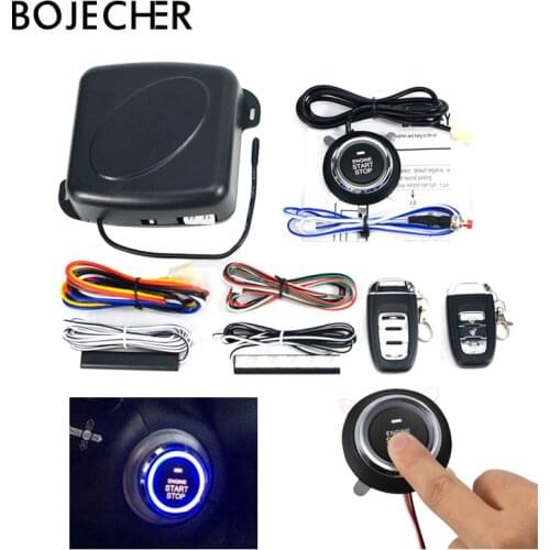 Unversal 12V Car Alarm Remote Control Car PKE Keyless Entry Engine Start Alarm System Push Button Remote One Start Stop Button