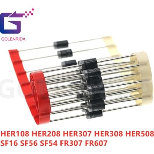 20PCS Rectifier Diode HER108 HER208 HER305 HER307 HER308 HER508 SF16 SF56 SF54 FR307 FR607 DO-27