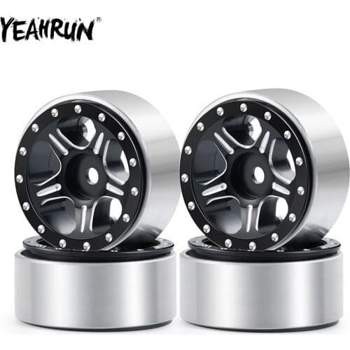 YEAHRUN 4Pcs 1/24 RC Rock Crawler Aluminum Beadlock Wheel Rims For Axial SCX24 90081 AXI00001 AXI00002 RC Car Upgrade Parts