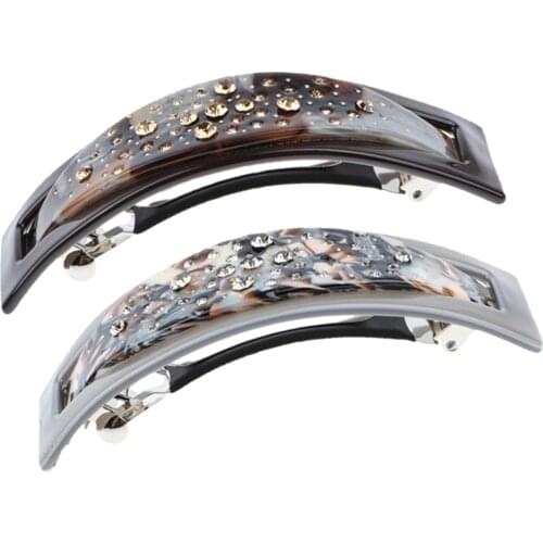 MagiDeal 2Pcs French Acetate Hair Clip Automatic Barrette Women Hair Hairpin