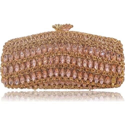 Crystal Women Gold Evening Bags Silver Ladies Wedding HandBag Gold Luxury Bridal Crystal Party Bolsas Feminina Clutch Purse