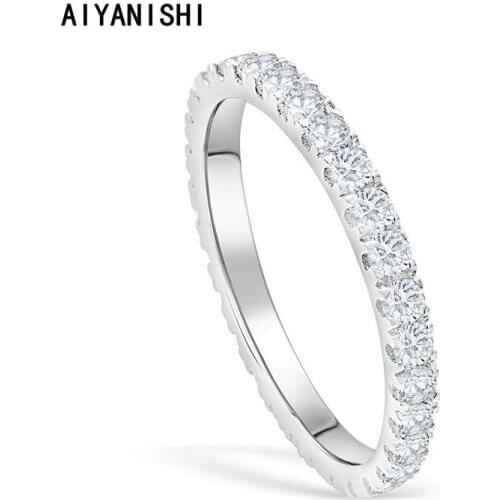 AIYANISHI S925 Rings For Women Unique Design Sona Diamond Full Eternity Rings Paved Austrian Zircon Fashion Women Ring Jewelry