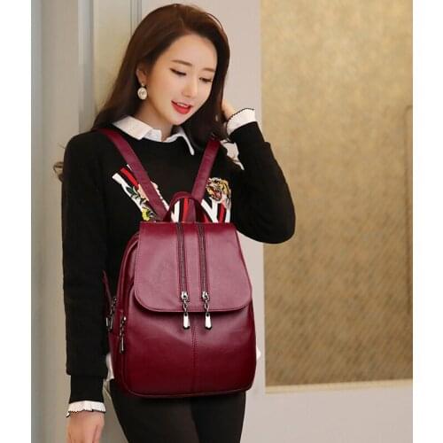 Female Backpack Bag School Bag High Quality Leather Backpack for Teenage Girls Woman Shoulder Bags Fashion