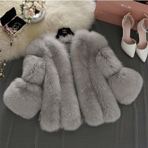 Women Faux Fur Coat Autumn Winter 2019 Fashion Casual Warm Coat Plus Size Faux Fox Fur Overcoat Jacket Female Long Sleeves Y86