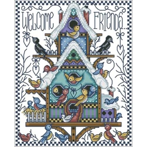 Winter Birds Nest patterns counted 11CT 14CT 18CT DIY Cross Stitch Sets wholesale Cross-stitch Kit Embroidery Needlework