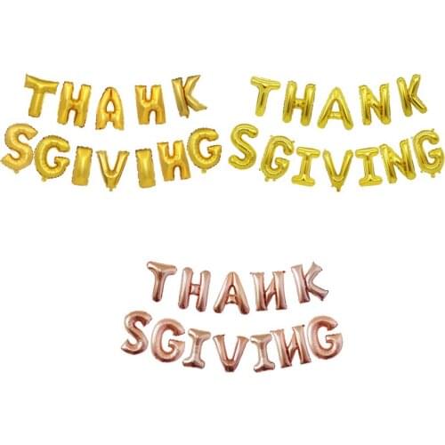 1set 16inch Rose Gold Thank Sgiving Happy Thanksgiving Day Balloons DIY Foil Ballons Thanksgiving Party Home Garden Bar Decor