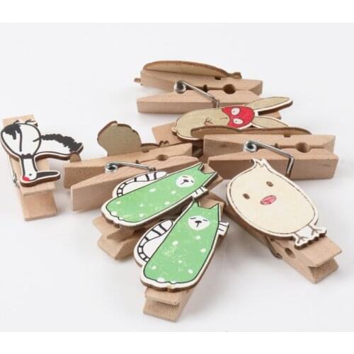 Lovely Childrens clothespin Natural Rabbit Chicken Cat Crane Painted Wooden Clothespin Jewelry Handmade 50x25mm 1set