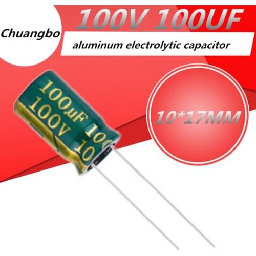 10-20pcs Higt quality 100V 100UF 10*17MM 10*20MM low ESR/impedance high frequency aluminum electrolytic capacitor 100V 100UF