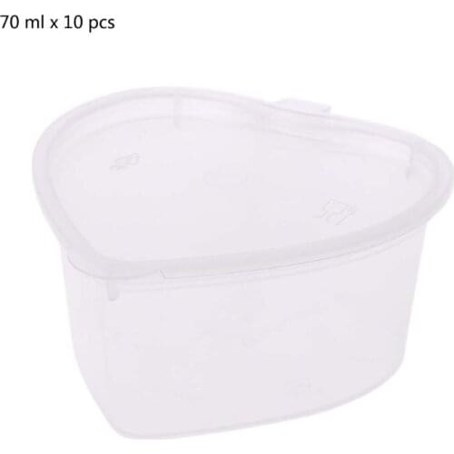 10Pcs Disposable Jello Shot Cups Set Of 70ml Heart Shaped Sauce Pot Container With Conjoined Lid Slime Clay Storage For Ketchup