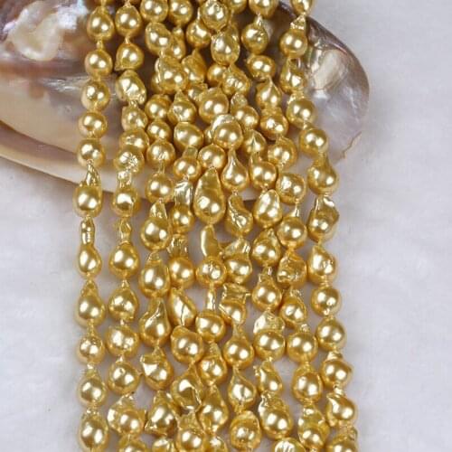 11-13mm Irregular Shape Electroplated Gold Beads Natural Freshwater Baroque Pearl Strand For Jewelry Making