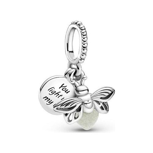 2021 Spring New 100% 925 Sterling Silver Luminous Firefly Pendant fit Original Pandora Bracelet, Exquisite DIY Women Jewelry