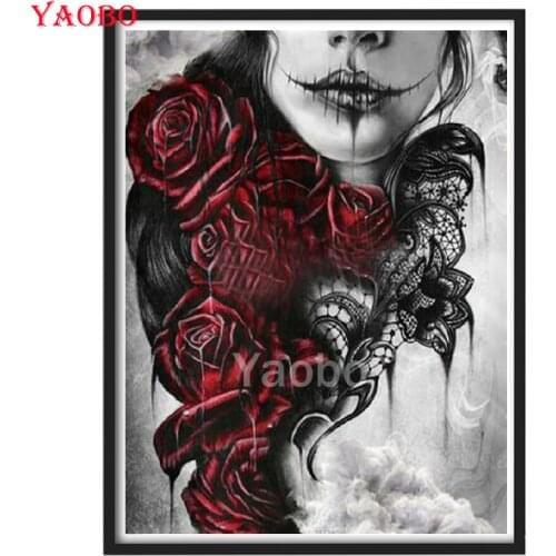 5D DIY Diamond Painting Halloween horror woman rose Diamand mazayka Full Square&Round embroidery rhinestones mosaic Cross stitch