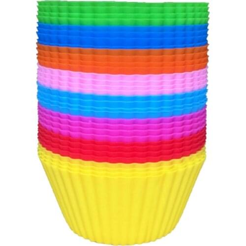 6/12/24Pcs Silicone Muffin Molds Cupcake Dessert Baking Pans Liners Cups Tool New