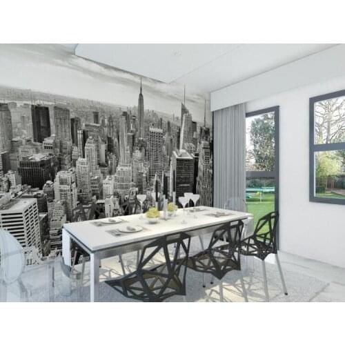 Bacal Retro nostalgic New York black and white grey city TV background 3D wallpaper mural bars hotels wall paper murals