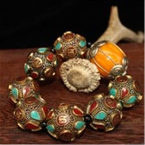 Tibetan style pure copper solid honey wax hand string Buddha bead hand String Bracelet