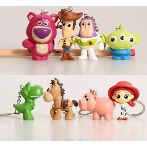 4 Pcs/set Disney Toy Story 4 PVC Doll Model Keychain Cartoon Anime Figure Buzz Lightyear Woody Pendant Collecting Classic Toys