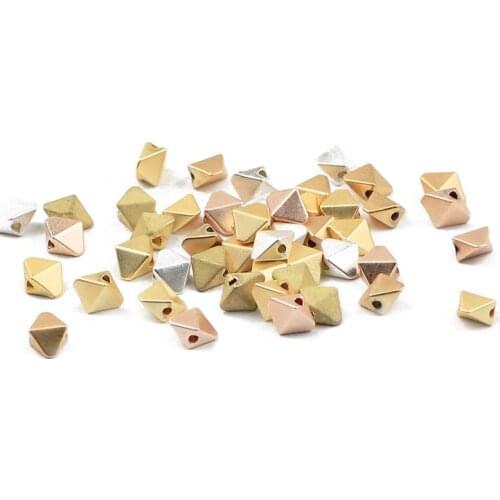 BTFBES Cone Silver RoseGold Hematite beads Rhombus Natural stone 6*4.5mm 88Pcs Spacer Loose bead for Jewelry Bracelet Making DIY