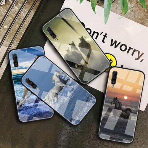 Running horse Tempered Glass Case For Samsung Galaxy A10S A10E A20S A20E A30S A40 A50S A60 A70 A80 A90 A6 A7 A8 Shell