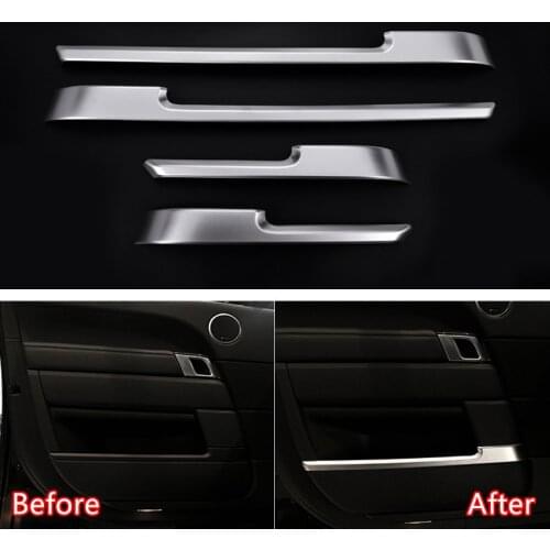 YAQUICKA Fit For Land Rover Range Rover Vogue 2013-2017 Car Interior Door Panel Decoration Strips Cover Styling Trim ABS 4pcs