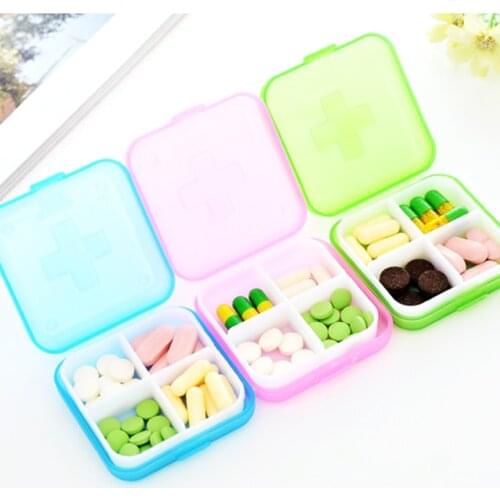 4 Grids Medicine Box Travel special cross four compartment Kit Portable Mini Box Pill Storage Dox Pill Case