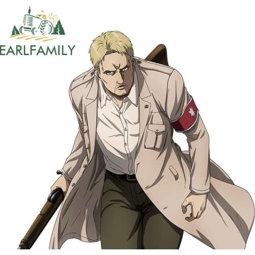 EARLFAMILY 13cm x 12cm for Reiner Braun Attack on Titan Vinyl Car Stickers Motorcycle Waterproof Decal Creativite Car Styling
