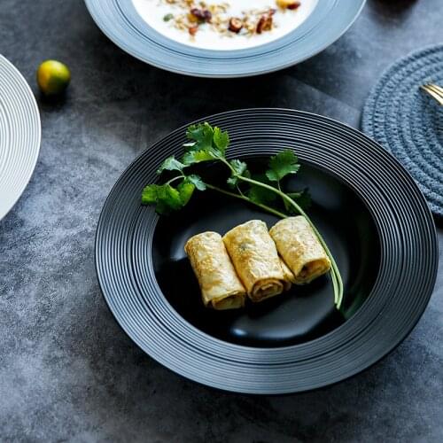 European Ceramic Plate Western Steak Plate Brushed Straw Hat Disc Multicolor Ceramic Plate Hotel Kitchen Decoration Tableware