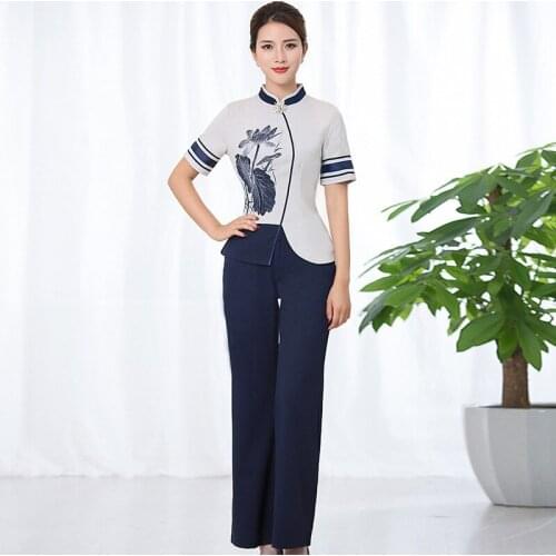 Mandarin Collar Massage Uniforms Beautician Clothes Technician Overalls Beautifu Beauty Salon Uniform Spa Massage Clothing AS176