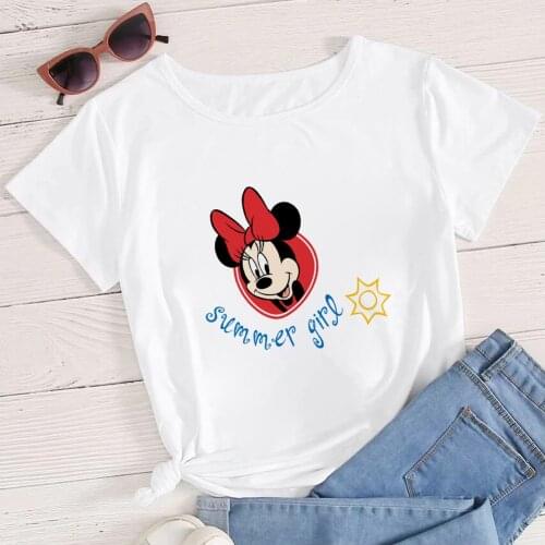 Minnie Mouse Summer Girl T Shirt Cozy Breathable Streetwear Women T Shirt Young Lady Fashion Y2k Tops Cute Clothes For Disney