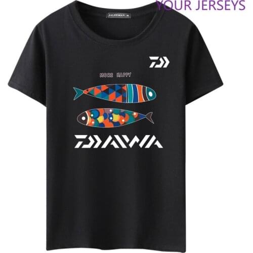 Daiwa Fishing T-Shirts Jersey Short-sleeve Cotton Fishermen Angling Carp Trout Bass Lure Anti-UV Quick Dry Breathable Clothing