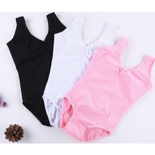Gymnastics Leotard Ballet Leotard Summer Sleeveless Cotton V-neck Vest Girls Kids Dance Wear Clothing Open Crotch Bodysuit D023