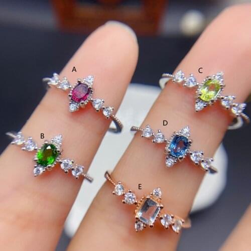 S925 Sterling Silver Natural Color Treasure Ring New Jewelry Refined Luxury Glamour Party Ladies Engaged 3x4mm Summer