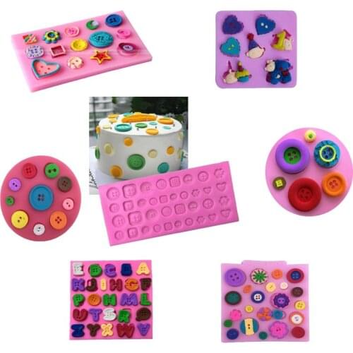 Large Buttons Cooking Tools Fondant Shaped Mold Baking Cake Diy Sugar Silicone Craft Fondant Mold Tray Candy