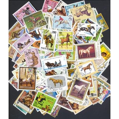 Horse ,100 pieces/lot All From The World Wide Unused With Post Mark Postage Stamps For Collecting