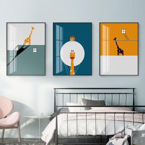 Lovely Elephant Giraffe White Bear Animals Art Prints Posters Pictures Canvas Paintings Kids Baby Room Nursery Home Wall Decor