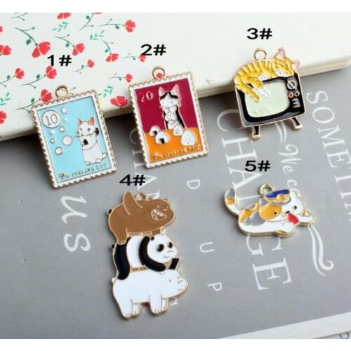 10Pcs Fashion Jewelry Cat Charm Enamel Charm For Jewelry Making Fashion Earring Pendant Bracelet Necklace Charm