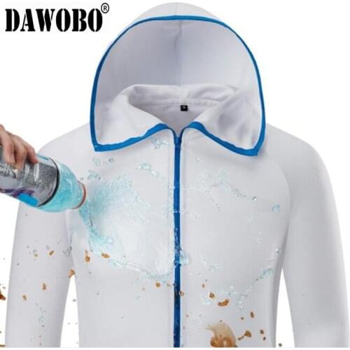Men Fishing Clothes Tech Hydrophobic Clothing Outdoor Camping Anti-UV Hooded Jackets Ice silk Waterproof Quick Dry Plus size 4XL
