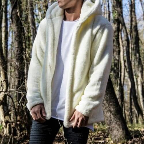 Men Winter Warm Teddy Bear Pocket Fluffy Coat Fleece Fur Hooded Bomber Jackets Casual Men Sweatshirts Overcoat Drop Shipping