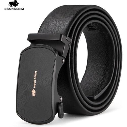 BISON DENIM Genuine Leather Men Belt Automaic Buckle Leather Luxury Strap High Quality Genuine Leather Belt for Men N71650