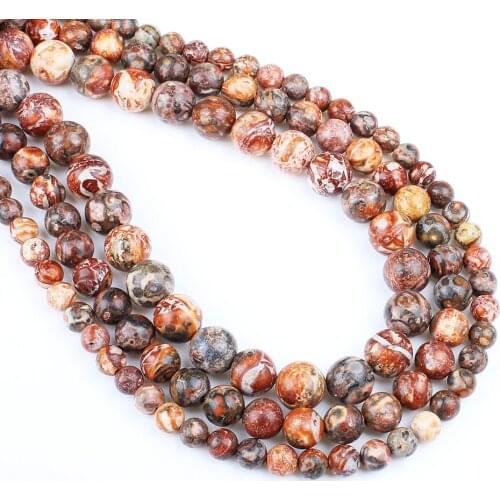 Natural stone Red Leopard Skin Bead Loose Pearl Men and Women Jewelry Handmade DIY Necklace Bracelet Jewelry Accessories