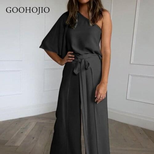 GOOHOJIO 2021 Spring Autumn New Solid color Casual Rompers Womens Strapless Jumpsuit for ladies High waist One Piece Suit women