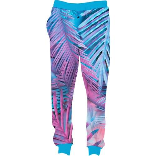 REAL American US SIZE Neon Glow Tropics 3D Sublimation Print String Jogger Sweat Pants plus size 4XL 5XL