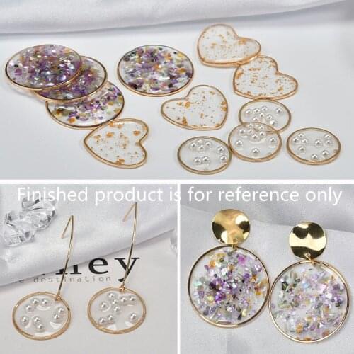 20pcs/lot color Perforated alloy geometry round/hearts shape handmade earring/necklace charms diy jewelry making accessory