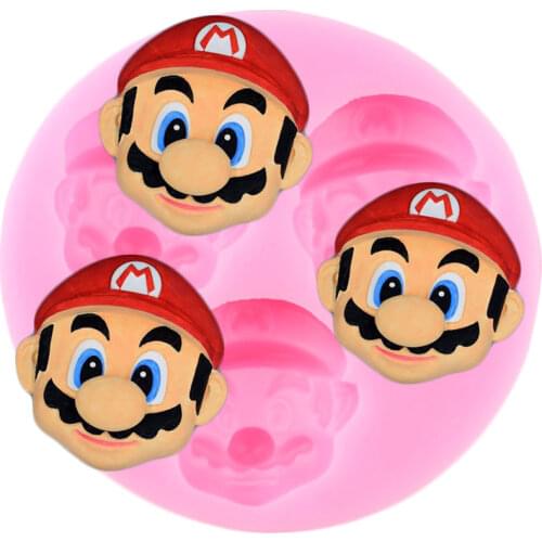 Super Mary Silicone Mold Cartoon Cupcake Topper Fondant Cake Decorating Tools Polymer Clay Candy Molds Chocolate Gumpaste Moulds